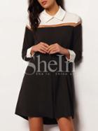 Shein Black Color Block Shift Dress