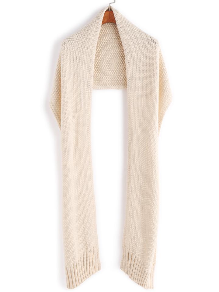 Shein Beige Waffle Knit Plain Shawl Scarf