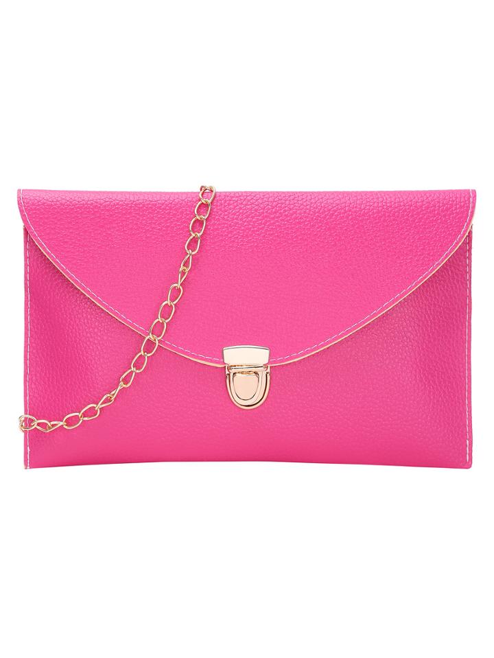 Shein Pink Envelope Clutch With Chain
