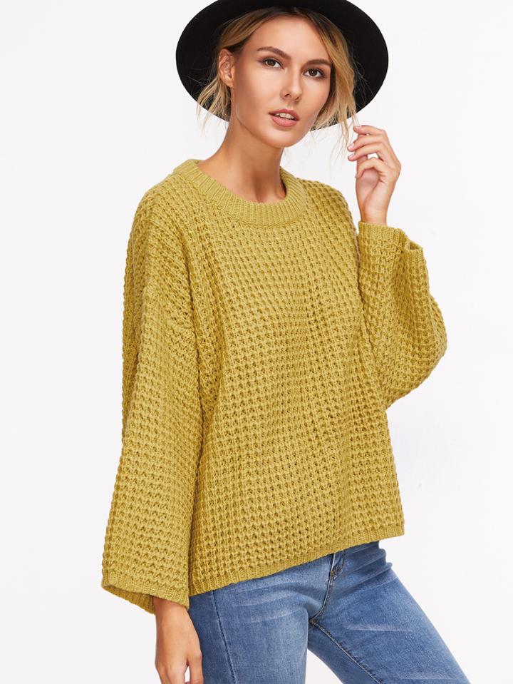 Shein Yellow Long Sleeve Loose Sweater