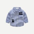 Shein Toddler Boys Striped & Cat Pattern Shirt