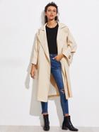 Shein Metal Embellished Wrap Trench Coat With Belt