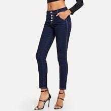 Shein Button Up Contrast Stitch Skinny Jeans