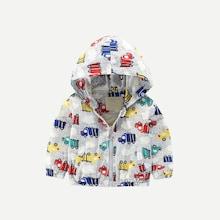Shein Boys Car Print Hooded Jacket