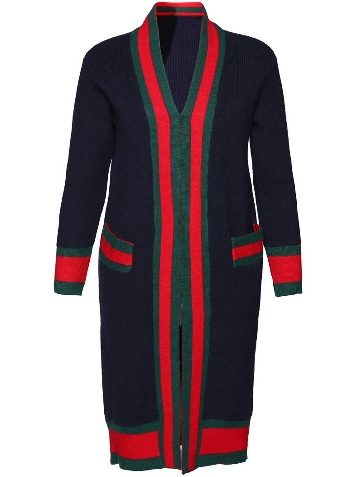 Shein Color Block V Neck Cardigan