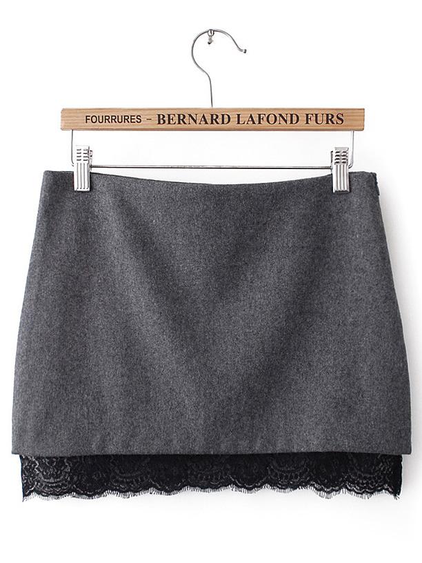 Shein Grey Peplum Hem Bodycon Skirt