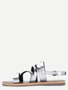 Shein Silver Caged Faux Leather Sandals