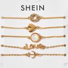 Shein Anchor & Letter Detail Chain Bracelet Set 5pcs