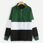 Shein Plus Quarter Zip Colorblock Sweatshirt
