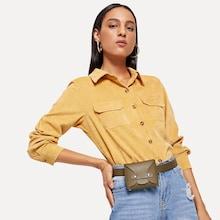 Shein Pocket Decoration Collar Blouse