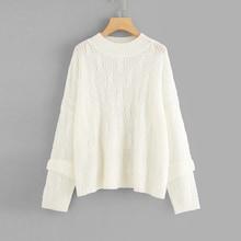 Shein Ruffle Sleeve Cable Knit Jumper