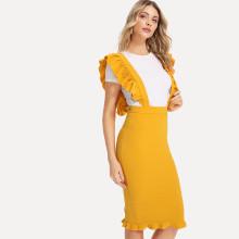 Shein Solid Bodycon Skirt With Ruffle Strap