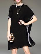 Shein Black Batwing Sleeve Mesh Split Dress