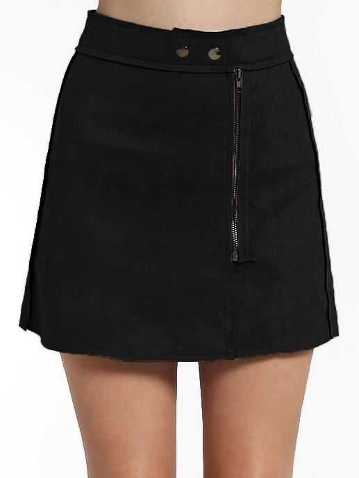 Shein Black High Waist Zipper Skirt