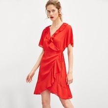 Shein Ruffle Trim Surplice Wrap Dress
