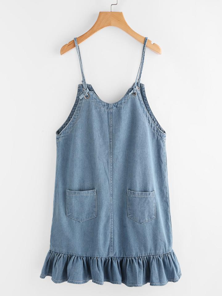 Shein Frill Hem Chambray Cami Dress