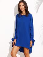 Shein Tie Cuff Long Sleeve High Low Dress