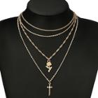 Shein Rose Pendant Layered Chain Necklace
