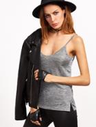 Shein Grey Marled Side Slit Cami Top
