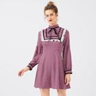 Shein Tie Neck Ruffle Print Dress