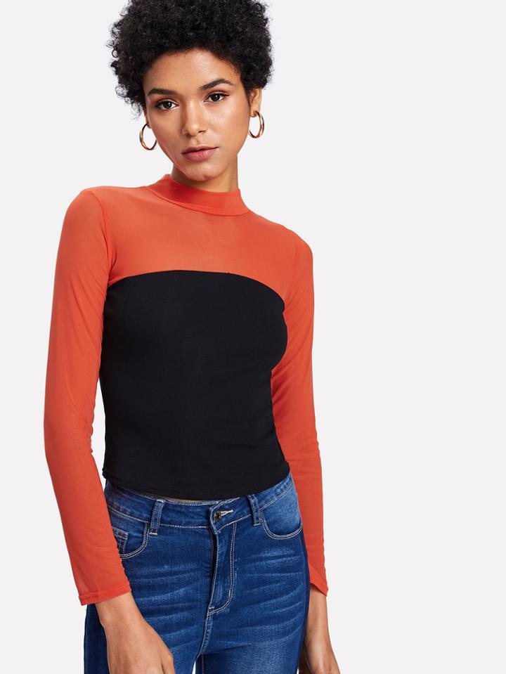 Shein Two Tone Slim Fit Crop Top