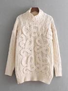 Shein Plaited Insert Cable Knit Sweater