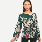 Shein Knot Front Floral Print Blouse