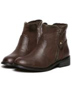 Shein Brown Side Zipper Chunky Heel Ankle Boots
