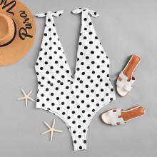 Shein Polka Dot V Plunge Swimsuit