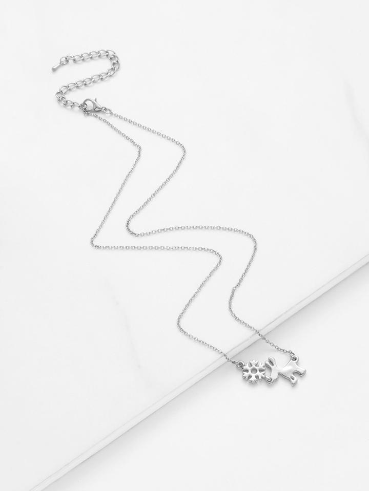 Shein Christmas Deer & Snowflakes Pendant Necklace