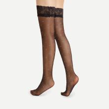 Shein Lace Cuff Dot Pattern Over The Knee Socks