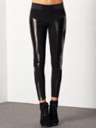 Shein Black Contrast Pu Leather Skinny Leggings
