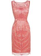 Shein Pink Disc Flowers Gauze Sheath Dress