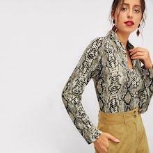 Shein V Neck Snake Skin Print Top