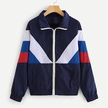 Shein Color-block Zip-up Jacket