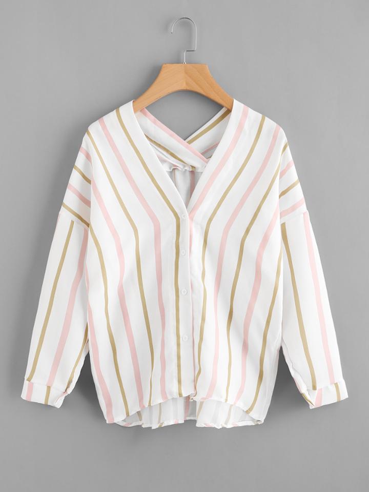 Shein Drop Shoulder Striped Blouse