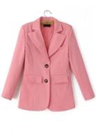 Rosewe Work Essential Button Closure Long Sleeve Pink Blazer