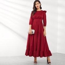 Shein Ruffle Trim Fit & Flare Hijab Dress