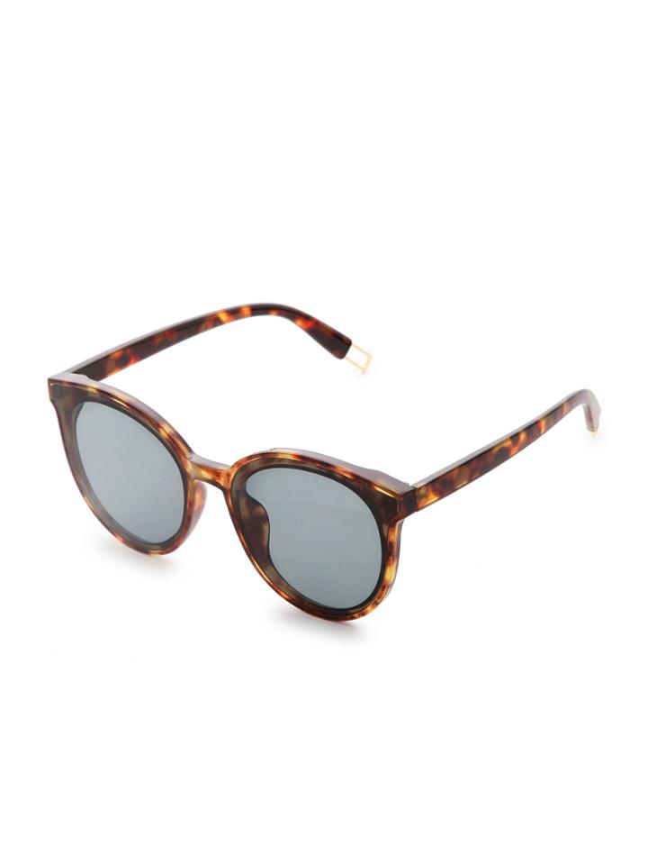 Shein Leopard Frame Silver Lens Cat Eye Sunglasses
