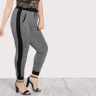 Shein Plus Contrast Panel Marled Knit Sweatpants