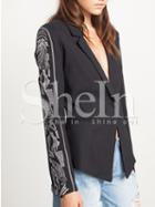 Shein Black Notch Lapel Print Blazer