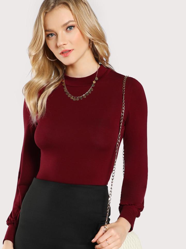 Shein Lantern Sleeve Slim Fit T-shirt