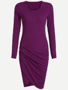 Shein Purple Round Neck Long Sleeve Dress