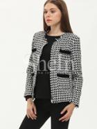 Shein Black White Long Sleeve Houndstooth Jacket