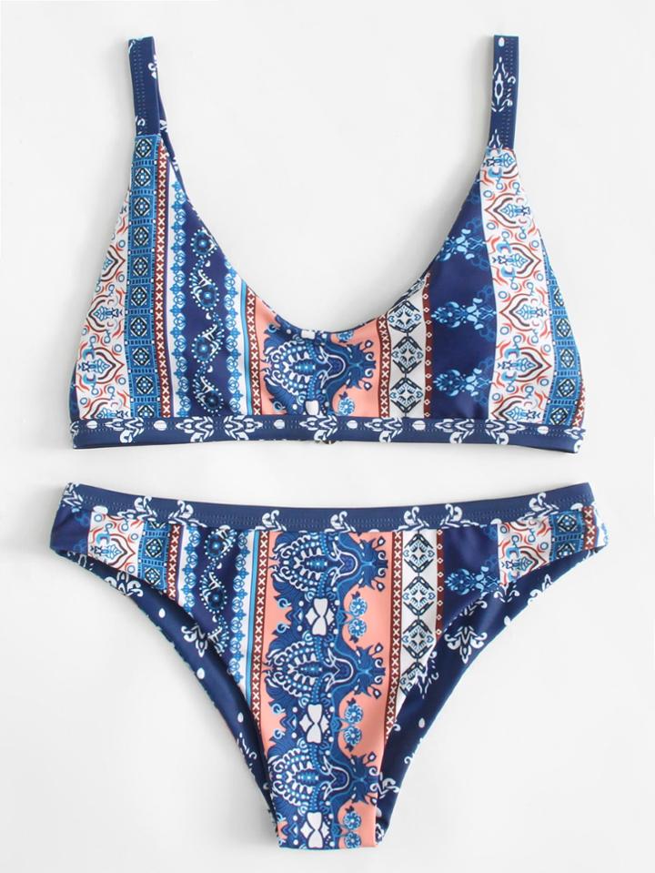 Shein Ornate Print Bikini Set