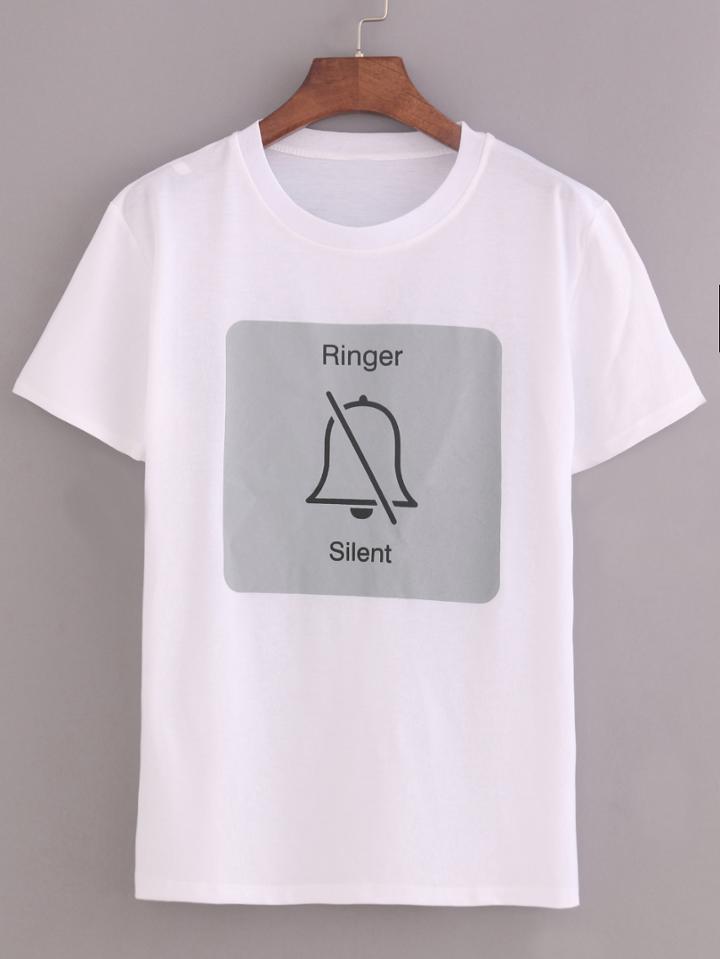 Shein Ringer Silent Print T-shirt