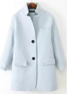 Rosewe Chic Long Sleeve Light Blue Coat With Button