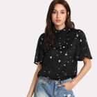 Shein Star Print Semi Sheer Top
