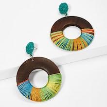 Shein Color Block Hoop Drop Earrings