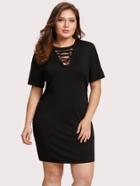 Shein Lace Up Front Keyhole Back Dress